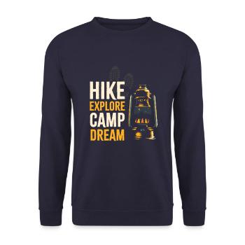 Hike explore camp dream - Unisex Pullover - Navy - Vorne - Alina (178cm) & Michal (187cm)