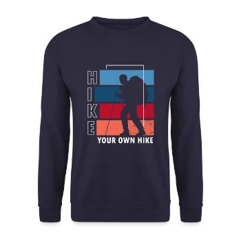 Hike your own hike - Unisex Pullover - Navy - Vorne - Alina (178cm) & Michal (187cm)