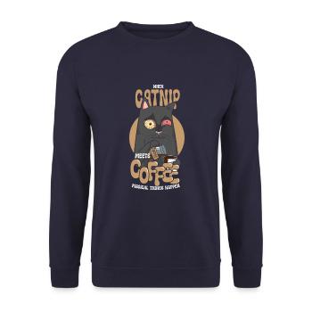 Quand l’herbe à chat rencontre le café, des choses magiques se produisent - Sweat-shirt Unisexe - marine - Devant - Alina (178cm) & Michal (187cm)