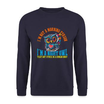 Ich Bin Kein Morgenmensch - Unisex Pullover - Navy - Vorne - Alina (178cm) & Michal (187cm)