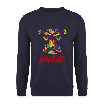Savage Gorilla - Unisex Pullover - Navy - Vorne - Alina (178cm) & Michal (187cm)