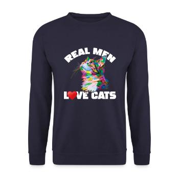 Real Men Love Cats - Unisex Sweatshirt - navy - Front - Alina (178cm) & Michal (187cm)