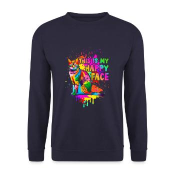 This is my happy face - Unisex Sweatshirt - navy - Front - Alina (178cm) & Michal (187cm)