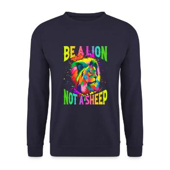 Be a lion, not a sheep - Unisex Sweatshirt - navy - Front - Alina (178cm) & Michal (187cm)