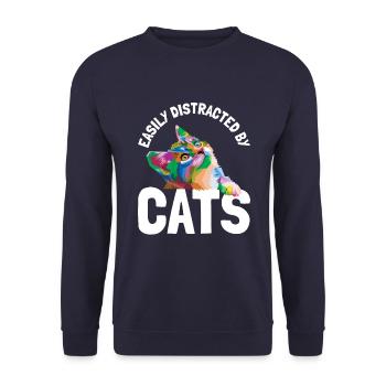 Easily distracted by cats - Unisex Sweatshirt - navy - Front - Alina (178cm) & Michal (187cm)