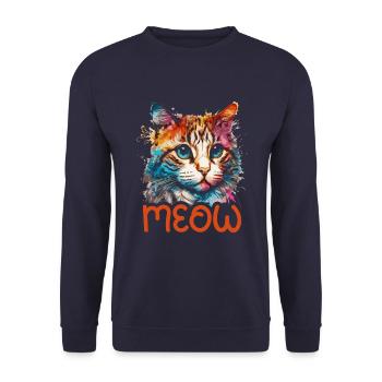 Meow - Unisex Sweatshirt - navy - Front - Alina (178cm) & Michal (187cm)