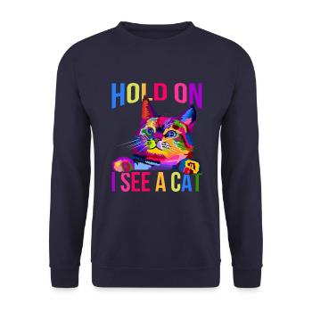 Wait, I see a cat - Unisex Sweatshirt - navy - Front - Alina (178cm) & Michal (187cm)