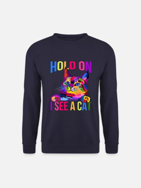 Wait, I see a cat - Unisex Sweatshirt - navy