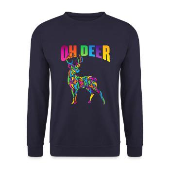 Oh, deer - Unisex Sweatshirt - navy - Front - Alina (178cm) & Michal (187cm)