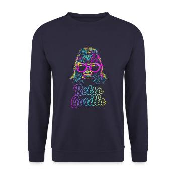 Retro Gorilla - Unisex Sweatshirt - navy - Front - Alina (178cm) & Michal (187cm)