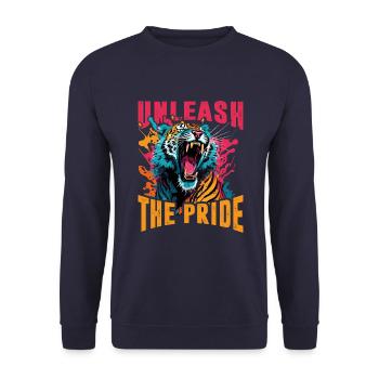 Unleash Pride - Unisex Sweatshirt - navy - Front - Alina (178cm) & Michal (187cm)