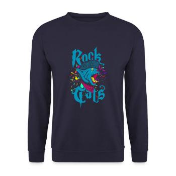 Cats rock - Unisex Sweatshirt - navy - Front - Alina (178cm) & Michal (187cm)
