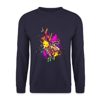 Colorful deer - Unisex Sweatshirt - navy - Front - Alina (178cm) & Michal (187cm)