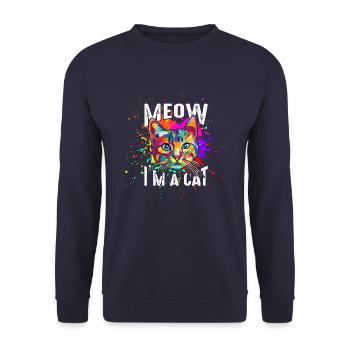 Meow, ich bin eine Katze - Unisex Pullover - Navy - Vorne - Alina (178cm) & Michal (187cm)