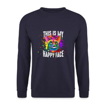 This is my happy face - Unisex Sweatshirt - navy - Front - Alina (178cm) & Michal (187cm)