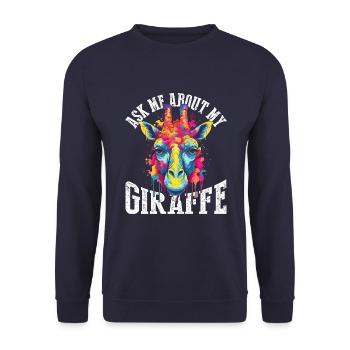 Frage mich nach meiner Giraffe - Unisex Pullover - Navy - Vorne - Alina (178cm) & Michal (187cm)
