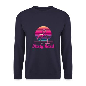 Flamingo Party Hard - Unisex Pullover - Navy - Vorne - Alina (178cm) & Michal (187cm)