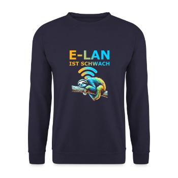 E-Lan ist schwach Faultier - Unisex Pullover - Navy - Vorne - Alina (178cm) & Michal (187cm)