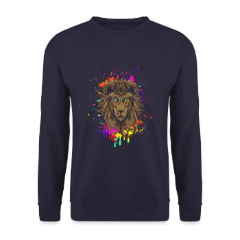 Lion in steampunk style - Unisex Sweatshirt - navy - Front - Alina (178cm) & Michal (187cm)