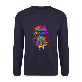 Owl Mandala - Unisex Sweatshirt - navy - Front - Alina (178cm) & Michal (187cm)