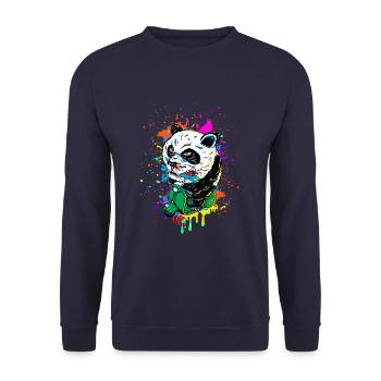 Scooter Riding Panda - Unisex Sweatshirt - navy - Front - Alina (178cm) & Michal (187cm)