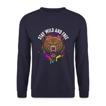Stay wild and free - Unisex Sweatshirt - navy - Front - Alina (178cm) & Michal (187cm)