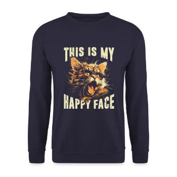 This is my happy face - Unisex Sweatshirt - navy - Front - Alina (178cm) & Michal (187cm)