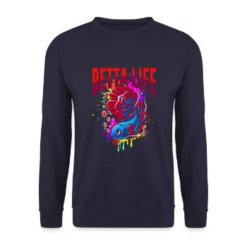La vie de Betta - Sweat-shirt Unisexe - marine - Devant - Alina (178cm) & Michal (187cm)