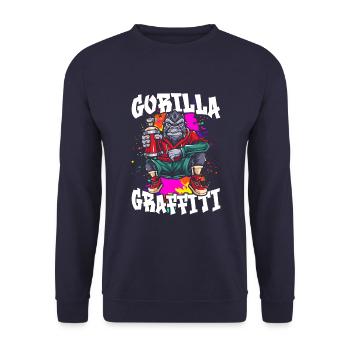 Gorilla Graffiti - Unisex Sweatshirt - navy - Front - Alina (178cm) & Michal (187cm)