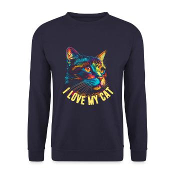 I love my cat - Unisex Sweatshirt - navy - Front - Alina (178cm) & Michal (187cm)