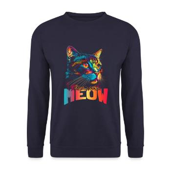 Meow cat - Unisex Sweatshirt - navy - Front - Alina (178cm) & Michal (187cm)