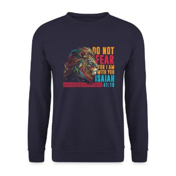 Do not be afraid, for I am - Unisex Sweatshirt - navy - Front - Alina (178cm) & Michal (187cm)