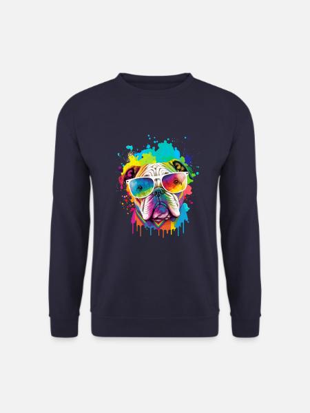 Farbenfroher Bulldoggenkopf - Unisex Pullover - Navy