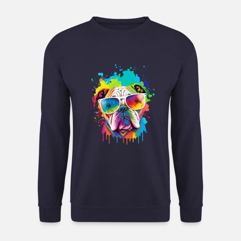 Farbenfroher Bulldoggenkopf - Unisex Pullover - Navy