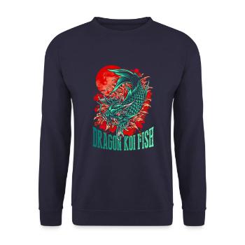 Dragon Koi Fish - Unisex Sweatshirt - navy - Front - Alina (178cm) & Michal (187cm)