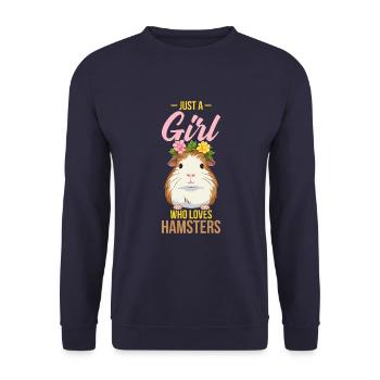 Nur Ein Mädchen, Das Hamster T-Shirt Liebt - Unisex Pullover - Navy - Vorne - Alina (178cm) & Michal (187cm)