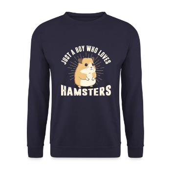 Nur Ein Junge, Der Hamster T-Shirt Liebt - Unisex Pullover - Navy - Vorne - Alina (178cm) & Michal (187cm)