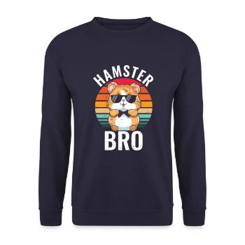 Hamster Bro Retro T-Shirt - Unisex Pullover - Navy - Vorne - Alina (178cm) & Michal (187cm)