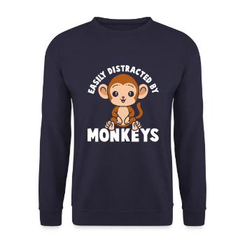 Leicht Durch Affen Abgelenkt - Unisex Pullover - Navy - Vorne - Alina (178cm) & Michal (187cm)