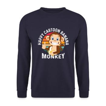 Happy Cartoon Banana Monkey - Unisex Sweatshirt - navy - Front - Alina (178cm) & Michal (187cm)