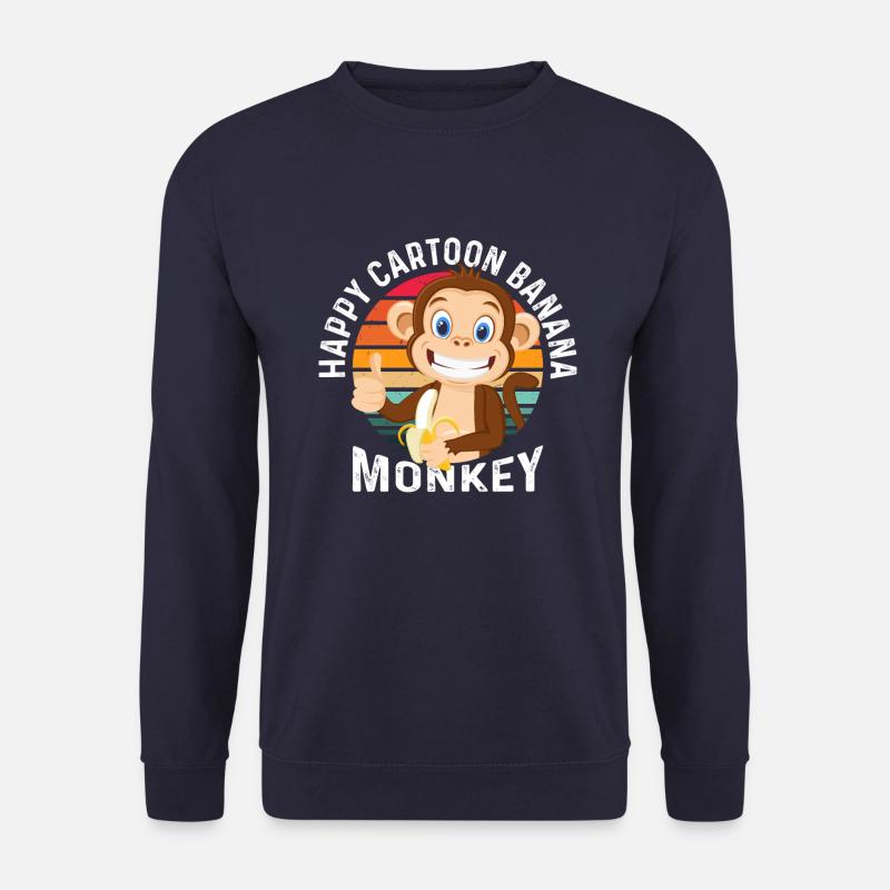 Happy Cartoon Banana Monkey - Unisex Sweatshirt - navy