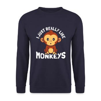 I just like monkeys a lot - Unisex Sweatshirt - navy - Front - Alina (178cm) & Michal (187cm)