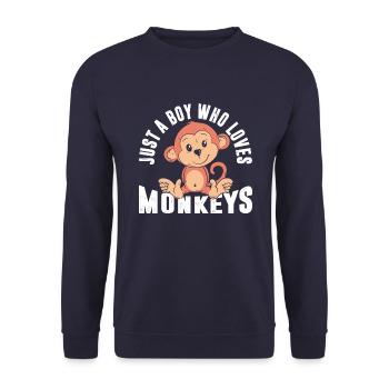 Just a boy who loves monkeys - Unisex Sweatshirt - navy - Front - Alina (178cm) & Michal (187cm)