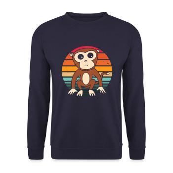 Singe rétro vintage - Sweat-shirt Unisexe - marine - Devant - Alina (178cm) & Michal (187cm)