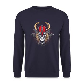 Guerrier viking avec corbeau - Sweat-shirt Unisexe - marine - Devant - Alina (178cm) & Michal (187cm)
