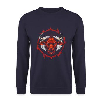 Wütender Stier - Unisex Pullover - Navy - Vorne - Alina (178cm) & Michal (187cm)