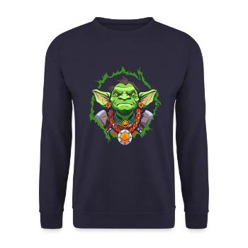 Grüner Kobold - Unisex Pullover - Navy - Vorne - Alina (178cm) & Michal (187cm)