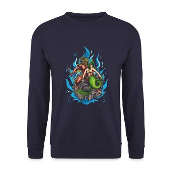 Dieu Poséidon et Sirène - Sweat-shirt Unisexe - marine - Devant - Alina (178cm) & Michal (187cm)