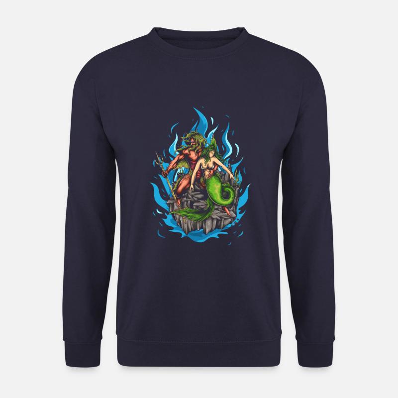 Gott Poseidon und Meerjungfrau - Unisex Pullover - Navy