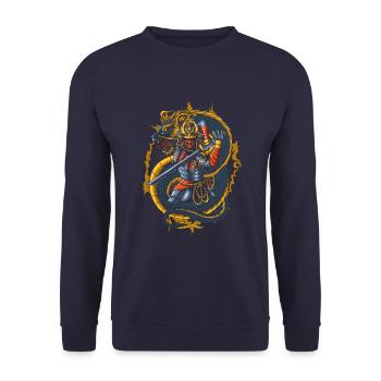 Japanese samurai warrior - Unisex Sweatshirt - navy - Front - Alina (178cm) & Michal (187cm)